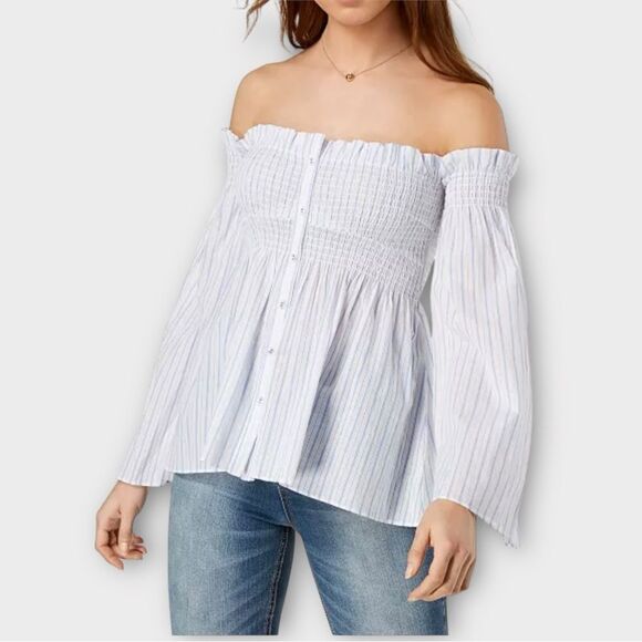 Anthropologie ASTR the Label Shelby Striped Off-The-Shoulder Top Size XS NWT - Picture 10 of 10